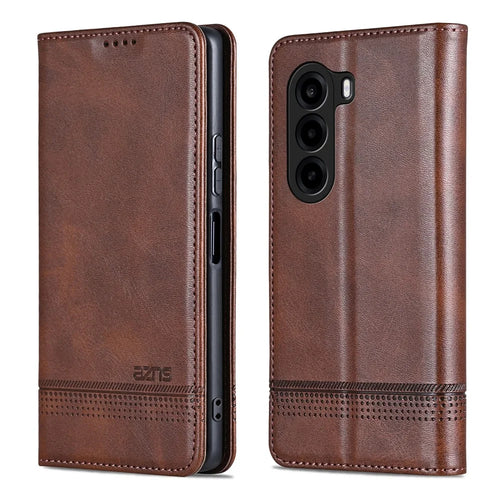 AZNS For OnePlus Turbo 6X 5G Case Cowhide Texture PU Leather Wallet Phone Cover - Coffee - 1