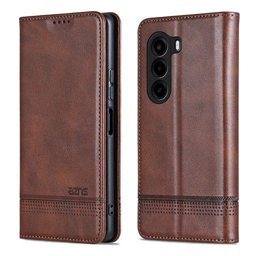 AZNS For OnePlus Turbo 6X 5G Case Cowhide Texture PU Leather Wallet Phone Cover - Coffee - 1