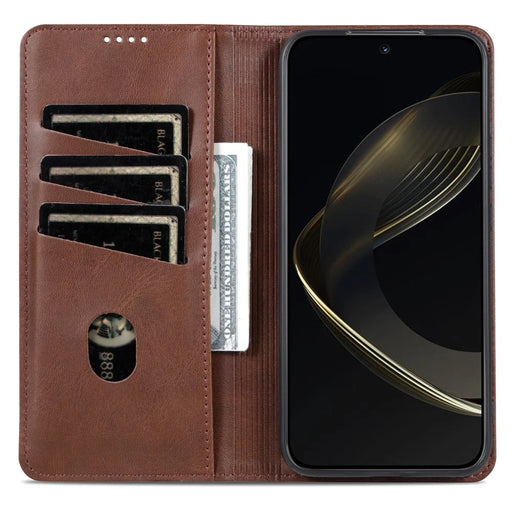 AZNS For OnePlus Turbo 6X 5G Case Cowhide Texture PU Leather Wallet Phone Cover - Coffee - 2