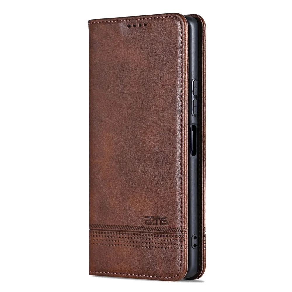 AZNS For OnePlus Turbo 6X 5G Case Cowhide Texture PU Leather Wallet Phone Cover - Coffee - 7