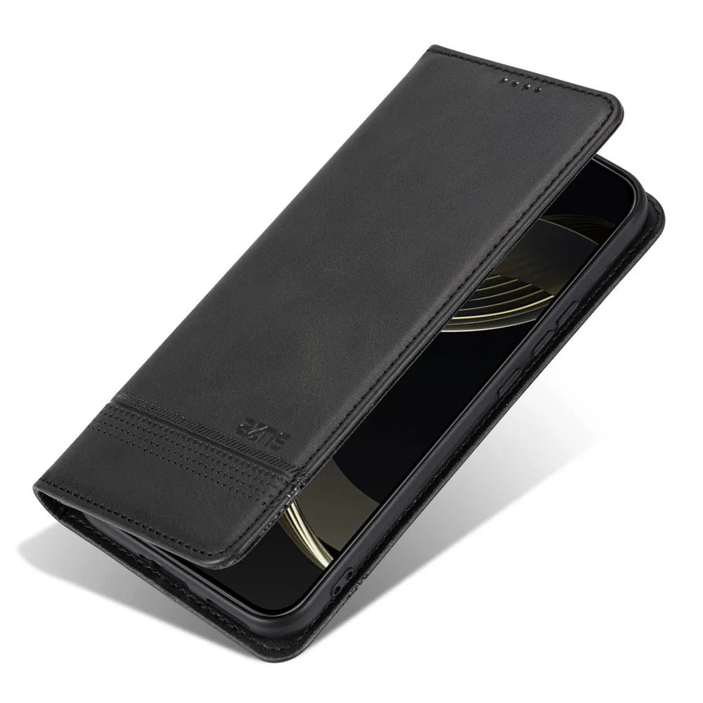 AZNS For OnePlus Turbo 6X Pro 5G Case Cowhide Texture PU Leather Wallet Phone Cover - Black - 4