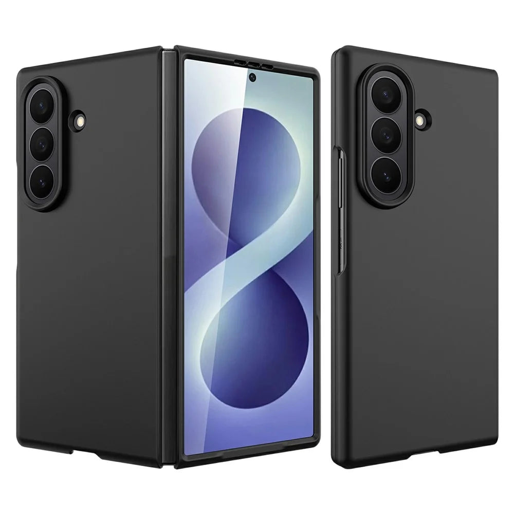 For Samsung Galaxy Z Fold8 Ultra Case Skin-Feel Rubberized Hard PC Phone Cover with Front Screen Film - Black - 1