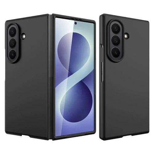 For Samsung Galaxy Z Fold8 Ultra Case Skin-Feel Rubberized Hard PC Phone Cover with Front Screen Film - Black - 1
