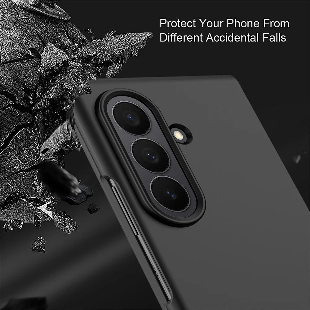 For Samsung Galaxy Z Fold8 Ultra Case Skin-Feel Rubberized Hard PC Phone Cover with Front Screen Film - Black - 4