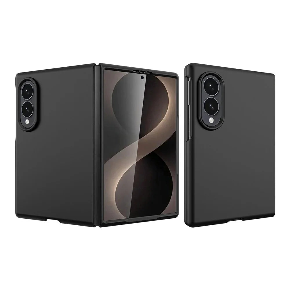 For Samsung Galaxy Z Fold8 Case Skin-Feel Rubberized Hard PC Phone Cover with Front Screen Film - Black - 1