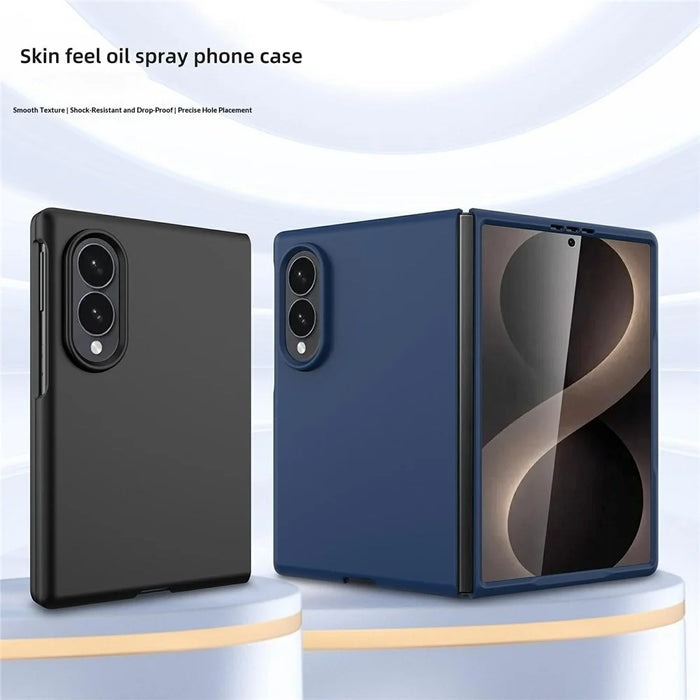 For Samsung Galaxy Z Fold8 Case Skin-Feel Rubberized Hard PC Phone Cover with Front Screen Film - Black - 3