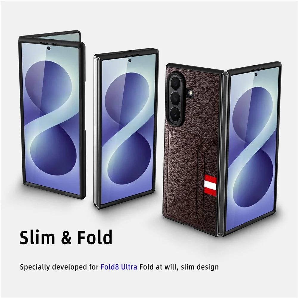 For Samsung Galaxy Z Fold8 Ultra Case Litchi Texture PU+PC Phone Cover with Screen Film - Black - 2