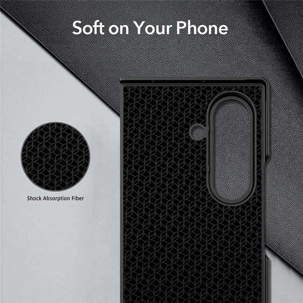 For Samsung Galaxy Z Fold8 Ultra Case Litchi Texture PU+PC Phone Cover with Screen Film - Black - 3