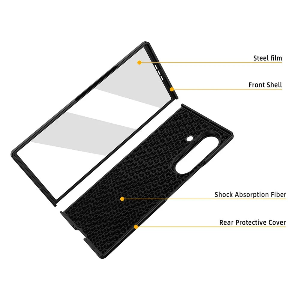 For Samsung Galaxy Z Fold8 Ultra Case Litchi Texture PU+PC Phone Cover with Screen Film - Black - 7