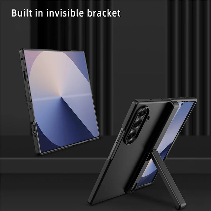 For Samsung Galaxy Z Fold8 Ultra Case Kickstand Hard PC Phone Cover with Screen Film - Black - 2