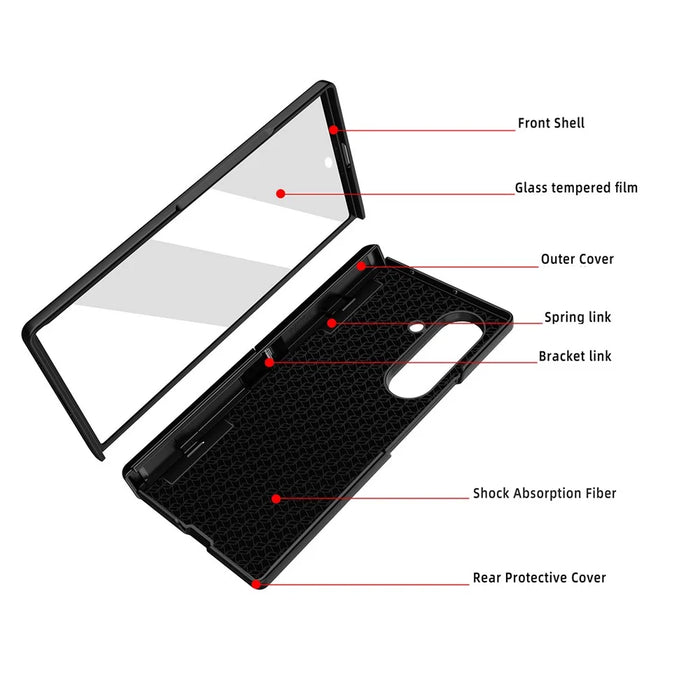 For Samsung Galaxy Z Fold8 Ultra Case Kickstand Hard PC Phone Cover with Screen Film - Black - 3