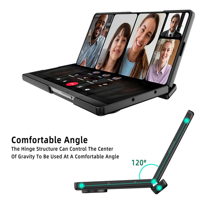 For Samsung Galaxy Z Fold8 Ultra Case Kickstand Hard PC Phone Cover with Screen Film - Black - 4