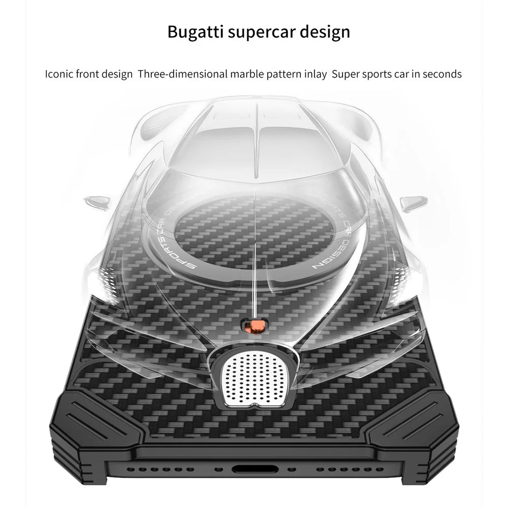 For iPhone 17 Pro Aramid Fiber Case Magnetic Rotating Kickstand Carbon Fiber Texture Frameless Phone Cover - Orange - 3
