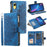 For iPhone XR 6.1 inch Mandala Flower Imprinted PU Leather Case Magnetic Handbag Zipper Pocket Stand Wallet Multiple Card Slots Phone Cover with Strap - Blue - 1