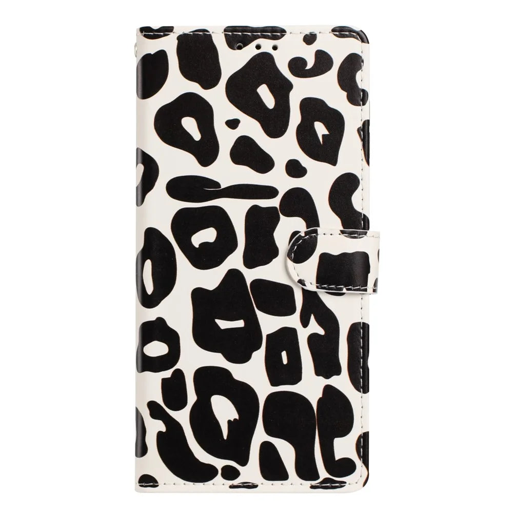 For iPhone 17 Pro Max Case Leopard Print Wallet Stand Flip Leather Phone Cover with Wrist Strap - Black - 7