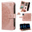 For iPhone 13 Pro Wallet Case 9 Card Slots RFID Blocking Mandala Embossed Leather Flip Cover with Wrist Strap - Rose Gold - 2