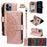 For iPhone 13 Pro Max Wallet Case 9 Card Slots RFID Blocking Mandala Embossed Leather Flip Cover with Wrist Strap - Rose Gold - 4