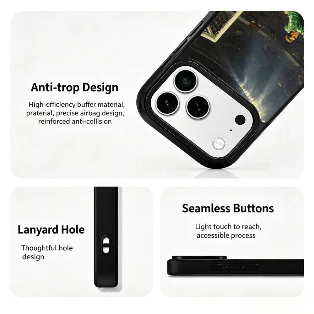 For iPhone 18 Pro Max / 17 Pro Max Magnetic Case Football Pattern UV Printing PC + Silicone Phone Cover - ZQ00001 - 4