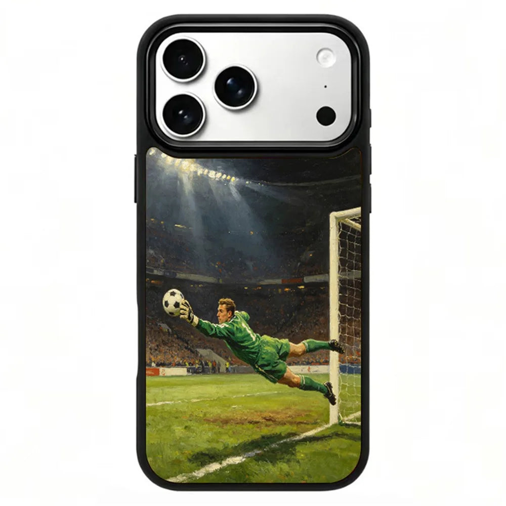 For iPhone 17 Pro Magnetic Case Football Pattern UV Printing PC + Silicone Phone Cover - ZQ00001 - 1
