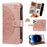 For iPhone 14 Pro Wallet Case 9 Card Slots RFID Blocking Mandala Embossed Leather Flip Cover with Wrist Strap - Rose Gold - 2