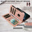 For iPhone 14 Pro Wallet Case 9 Card Slots RFID Blocking Mandala Embossed Leather Flip Cover with Wrist Strap - Rose Gold - 7