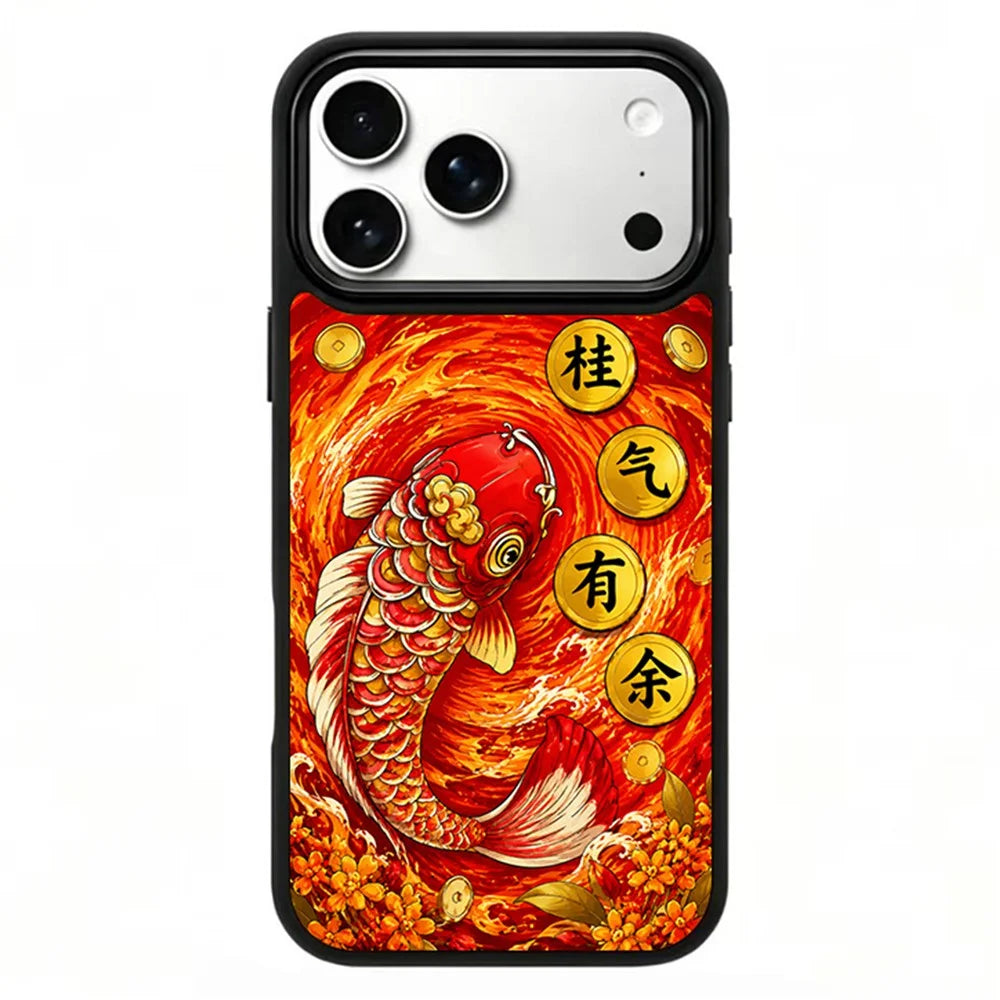 For iPhone 17 Pro Max Magnetic Case Five Elements Fire Art Series UV Printing PC + Silicone Phone Cover - H00001 - 1