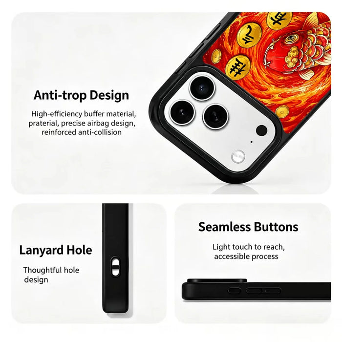 For iPhone 17 Pro Max Magnetic Case Five Elements Fire Art Series UV Printing PC + Silicone Phone Cover - H00001 - 4