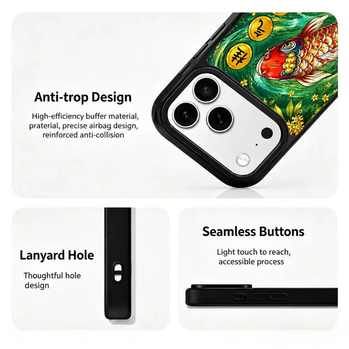For iPhone 17 Pro Magnetic Case Five Elements Wood Art Series UV Printing PC + Silicone Phone Cover - M00001 - 4
