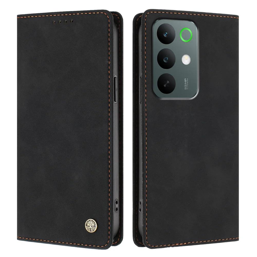For Realme C85 Pro 4G Case HX RFID Blocking Wallet Stand Leather Flip Phone Cover - Black - 1