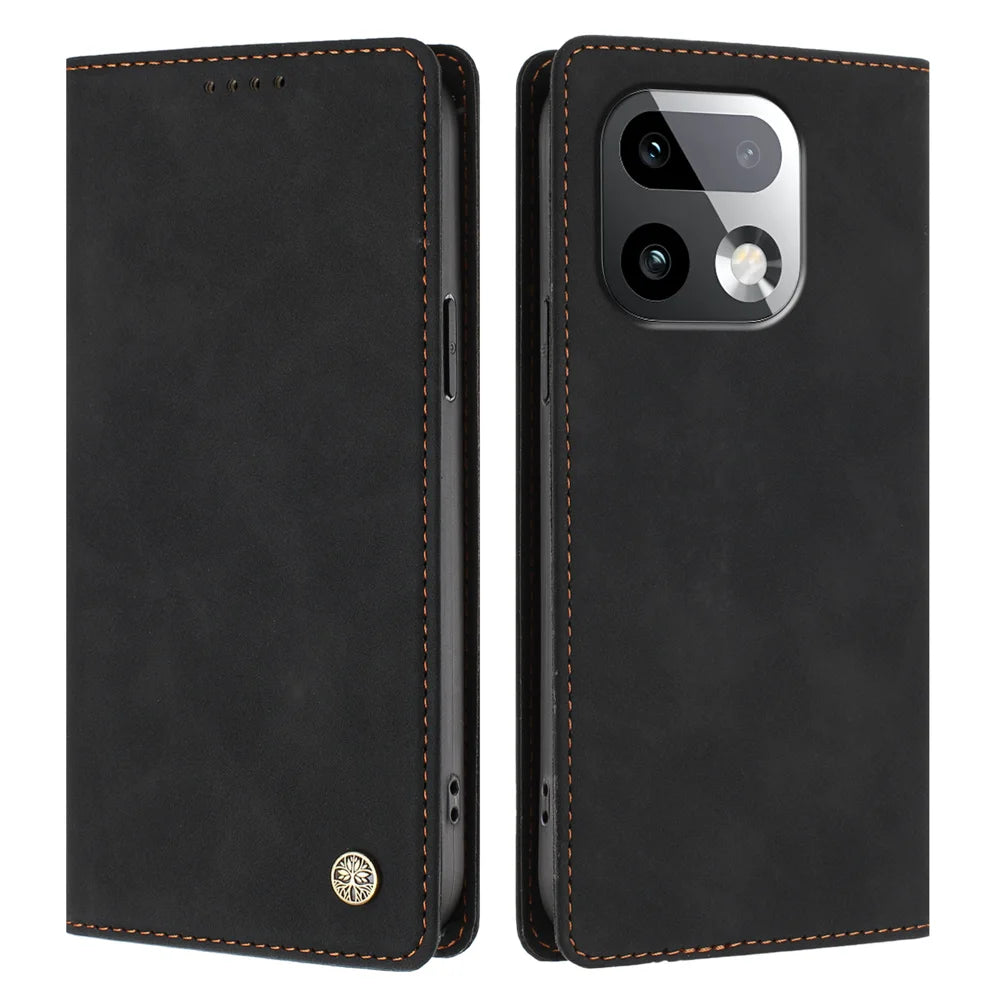 For Realme 16 Pro+ 5G Case HX RFID Blocking Wallet Stand Leather Flip Phone Cover - Black - 1