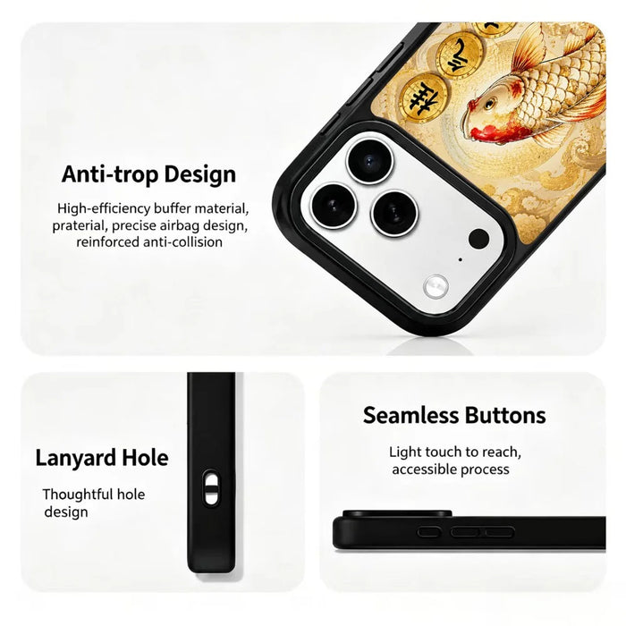 For iPhone 17 Pro Max Magnetic Case Five Elements Metal Art Series UV Printing PC + Silicone Phone Cover - J00001 - 4