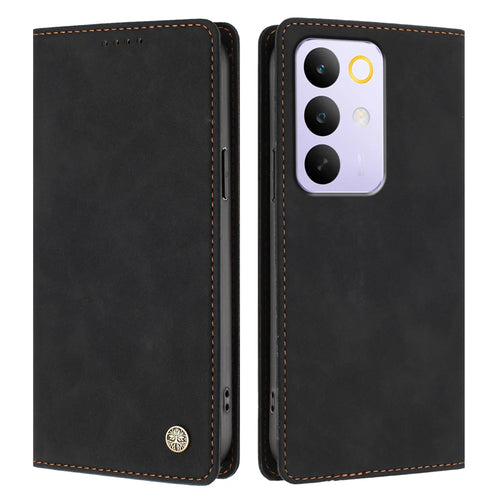 For Realme C85 4G / Realme C85 5G Case HX RFID Blocking Wallet Stand Leather Flip Phone Cover - Black - 1