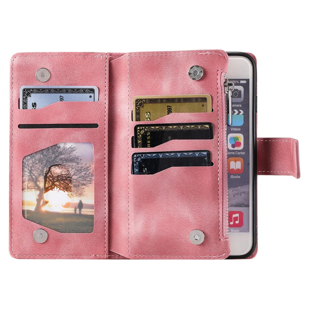 For iPhone 7 / 8 4.7 inch / SE (2020) / SE (2022) PU Leather Zipper Pocket Phone Cover Mandala Flower Imprinted Stand Multiple Card Slots Wallet Case with Strap - Rose Gold - 2