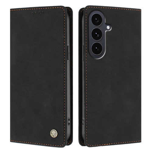 For Samsung Galaxy S25 FE Case HX RFID Blocking Wallet Stand Leather Flip Phone Cover - Black - 1