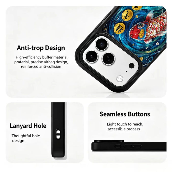 For iPhone 17 Pro Max Magnetic Case Five Elements Water Art Series UV Printing PC + Silicone Phone Cover - S00001 - 4