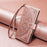For Samsung Galaxy S25 Wallet Case Embossed Mandala Pattern PU Leather + TPU Cover with Wrist Strap - Rose Gold - 6