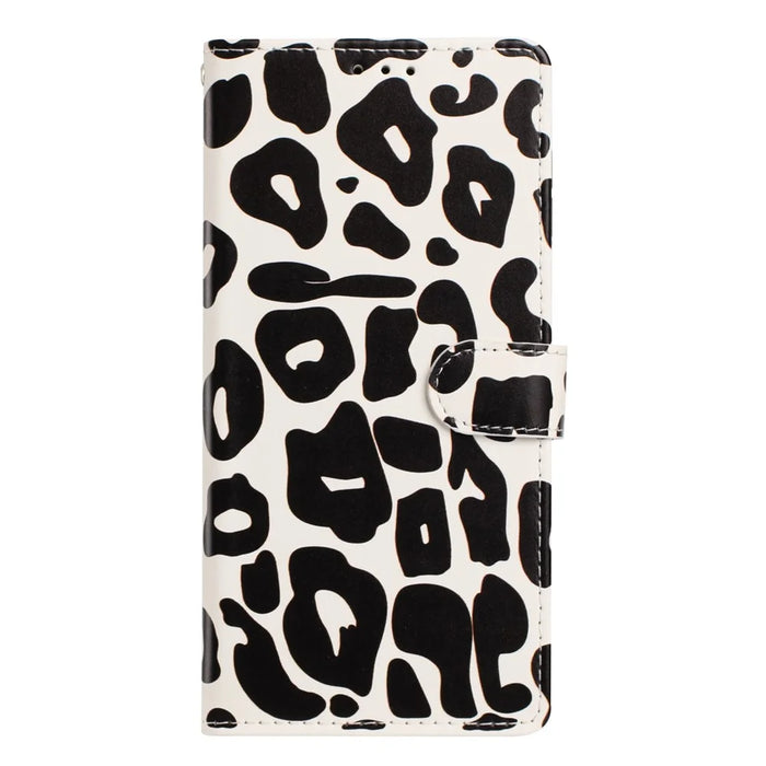 For Samsung Galaxy S26 Case Leopard Print Wallet Stand Flip Leather Phone Cover with Wrist Strap - Black - 7