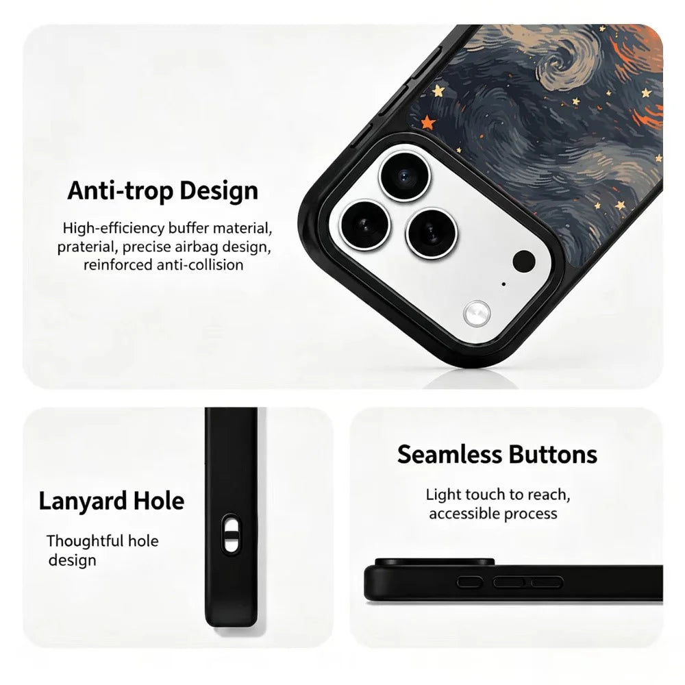 For iPhone 17 Pro Max Magnetic Case Art Gallery UV Pattern Printing PC + Silicone Phone Cover - ZX0000 - 4