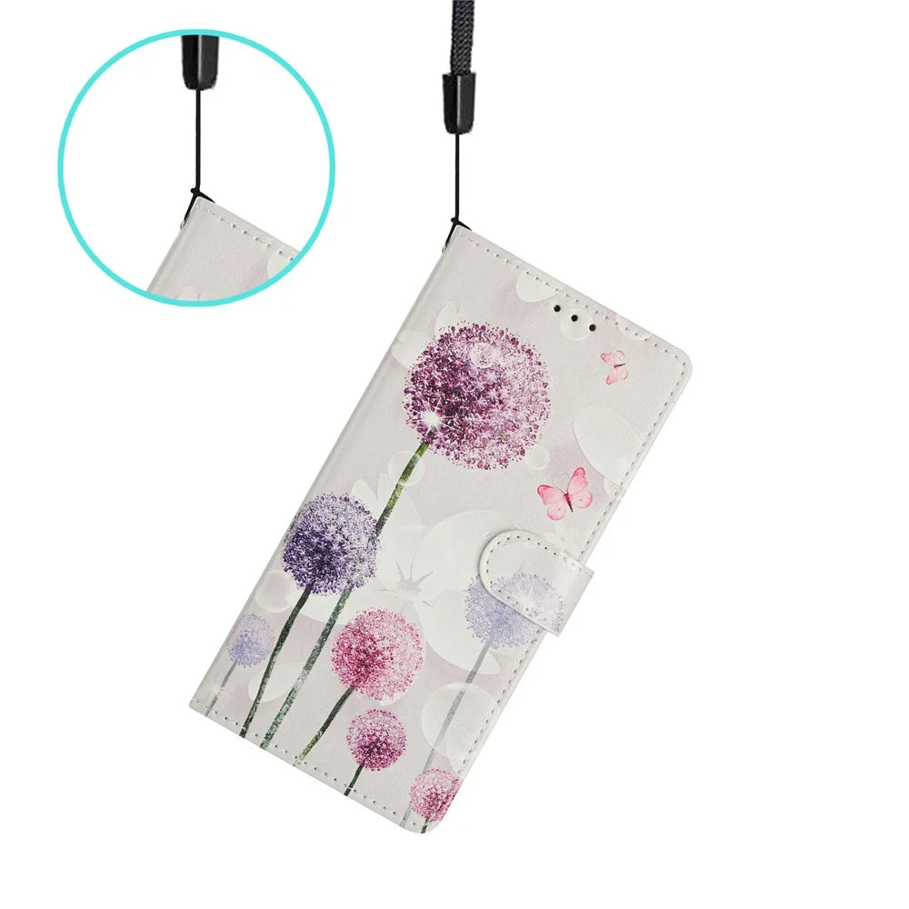 For Samsung Galaxy A18 4G Case Pattern Printing Wallet Stand Flip Leather Phone Cover with Strap - Dandelion - 5