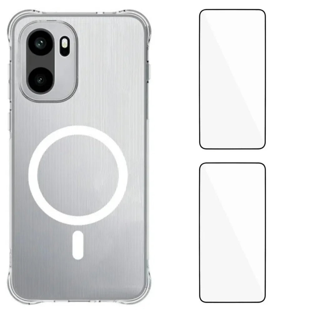 WANLONFENG for OnePlus Ace 6T 5G / OnePlus 15R 5G / OnePlus Ace 6 5G WL1 Series 2.0mm Magnetic Case Clear TPU Phone Back Cover with 2Pcs Screen Films - Transparent - 1