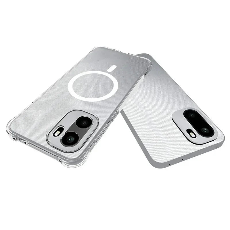 WANLONFENG for OnePlus Ace 6T 5G / OnePlus 15R 5G / OnePlus Ace 6 5G WL1 Series 2.0mm Magnetic Case Clear TPU Phone Back Cover with 2Pcs Screen Films - Transparent - 5