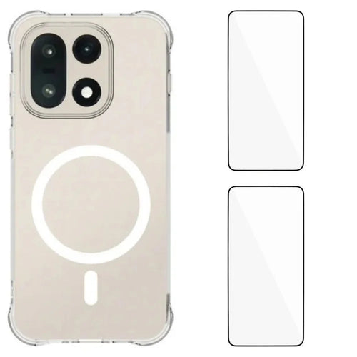 WANLONFENG for OnePlus 15 5G WL1 Series 2.0mm Magnetic Case Clear TPU Phone Back Cover with 2Pcs Screen Films - Transparent - 1