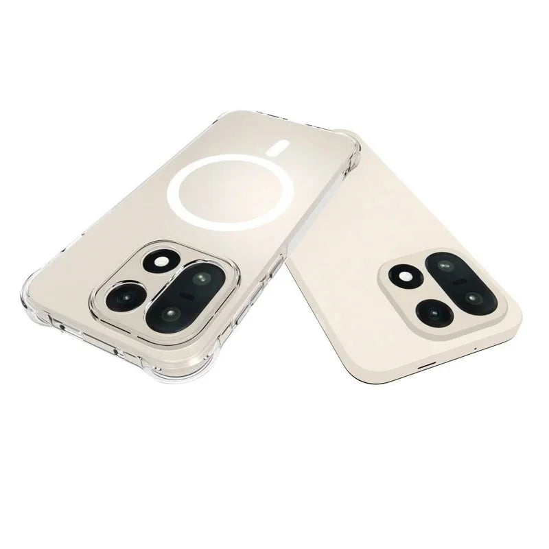 WANLONFENG for OnePlus 15 5G WL1 Series 2.0mm Magnetic Case Clear TPU Phone Back Cover with 2Pcs Screen Films - Transparent - 5