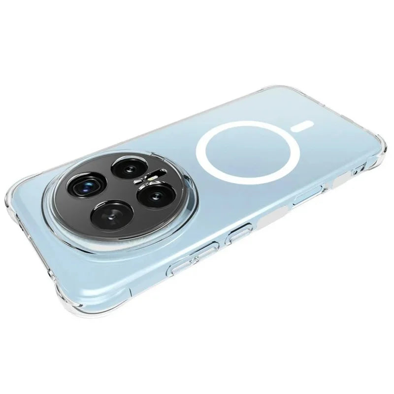 WANLONFENG for Honor Magic8 Pro 5G WL1 Series 2.0mm Magnetic Case Clear TPU Phone Back Cover with 2Pcs Screen Films - Transparent - 3