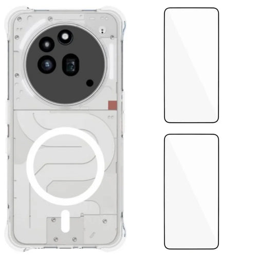 WANLONFENG for Nothing Phone (3a) Pro WL1 Series 2.0mm Magnetic Case Clear TPU Phone Back Cover with 2Pcs Screen Films - Transparent - 1