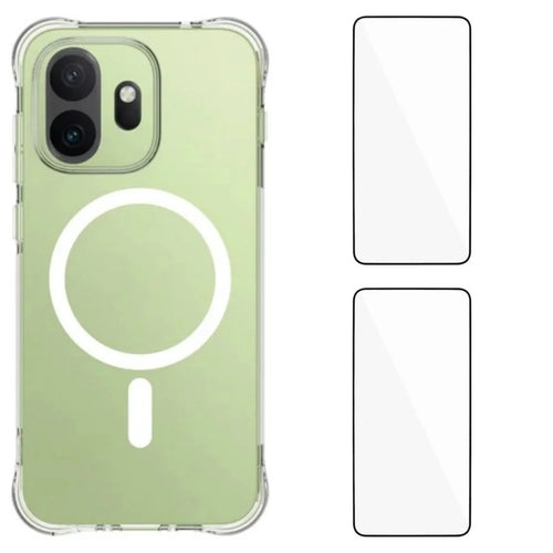 WANLONFENG for OnePlus 15T 5G WL1 Series 2.0mm Magnetic Case Clear TPU Phone Back Cover with 2Pcs Screen Films - Transparent - 1