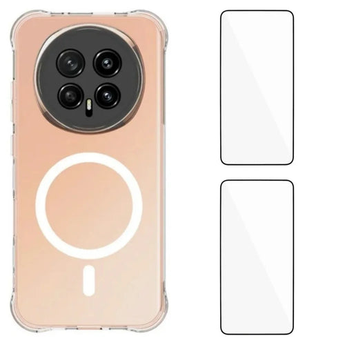 WANLONFENG for Honor Magic8 5G WL1 Series 2.0mm Magnetic Case Clear TPU Phone Back Cover with 2Pcs Screen Films - Transparent - 1
