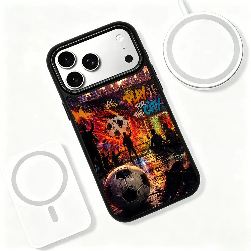 For iPhone 17 Pro Magnetic Case Football Fever Series UV Print PC + Silicone Phone Cover - ZX0052 - 3