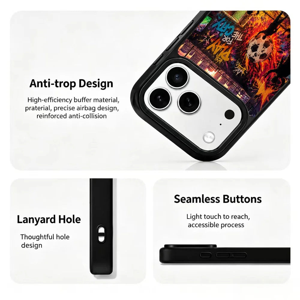 For iPhone 17 Pro Magnetic Case Football Fever Series UV Print PC + Silicone Phone Cover - ZX0052 - 4