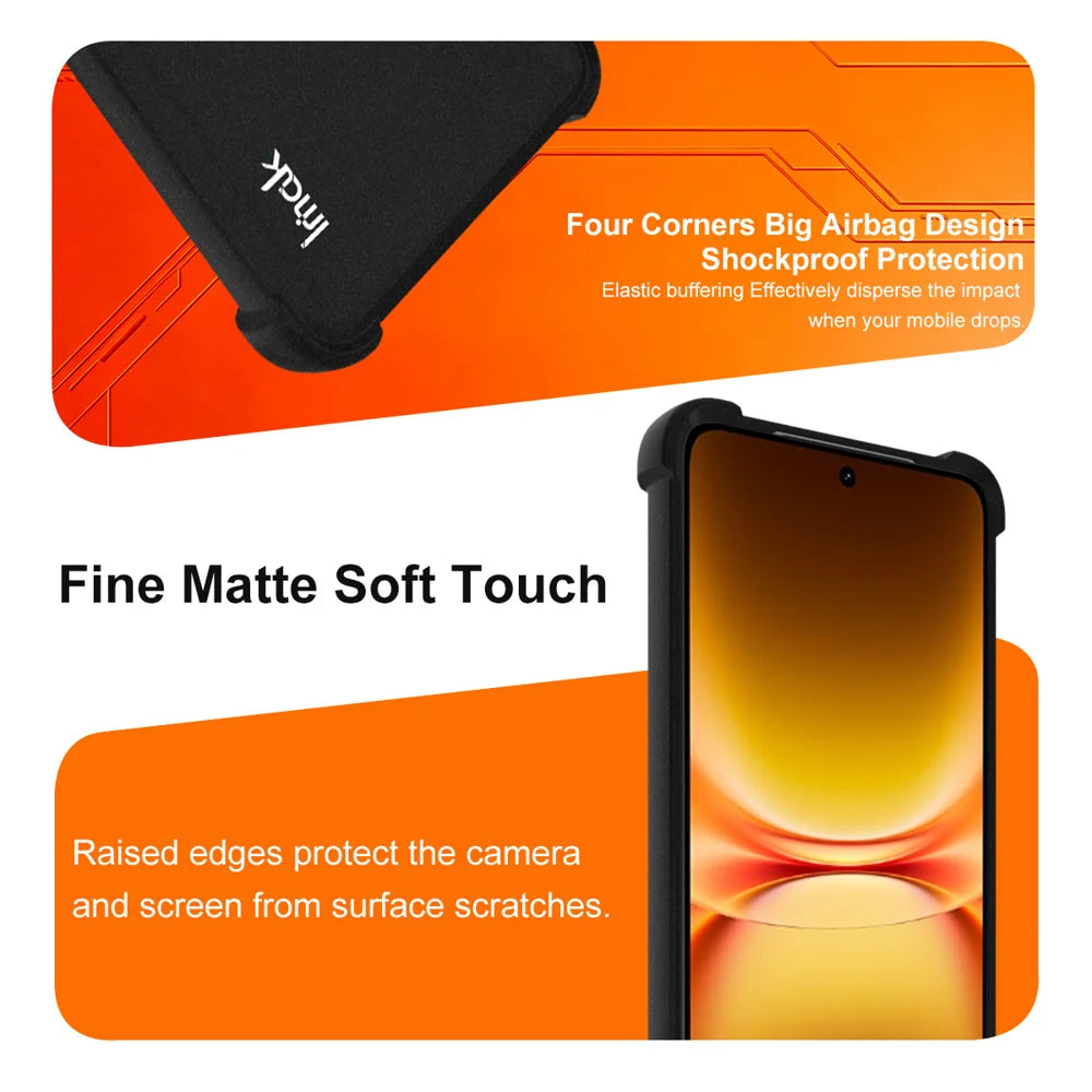 IMAK for vivo iQOO 15T 5G Case TPU Phone Cover Airbag Shockproof Protection - Matte Black - Matte Black - 7